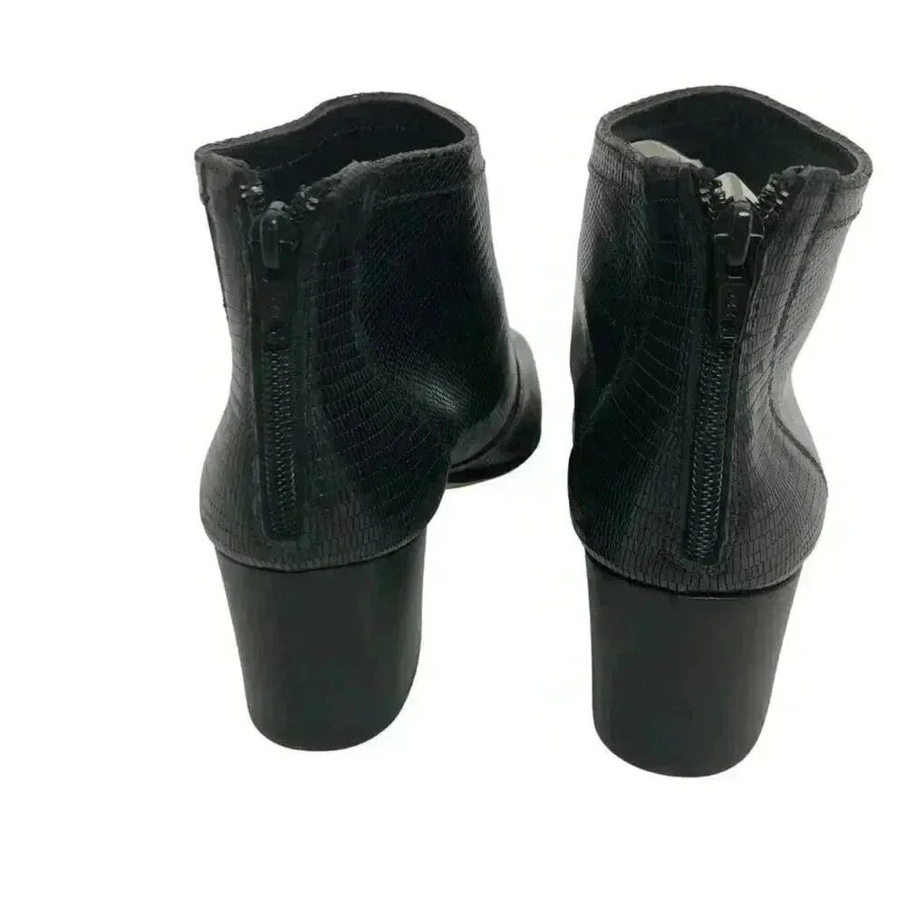Doucal's Vintage Crocodile Print Leather Luxury Designer Black Booties Pointed - Picture 4 of 13